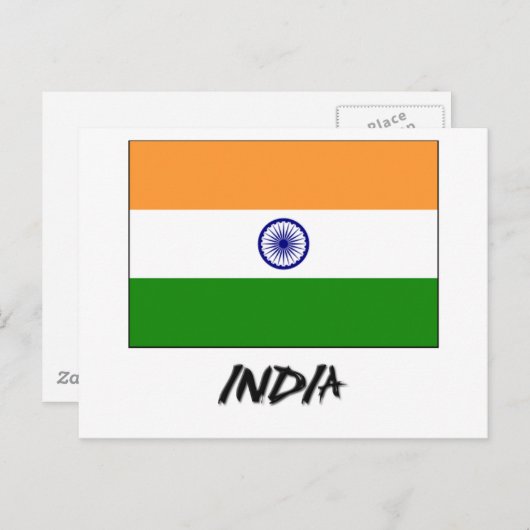 Carte Postale Drapeau de l'Inde (Devant / Derrière)
