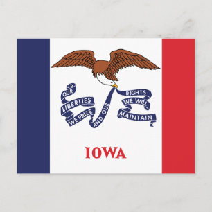 Carte Postale Drapeau de l'Iowa Drapeau de l'État Hawkeye Aigle