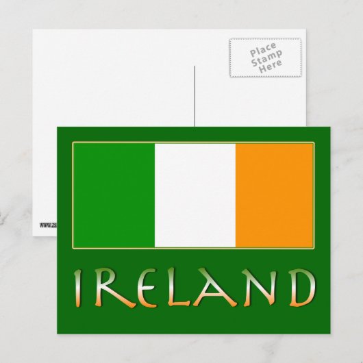 Carte Postale Drapeau de l'Irlande (Devant / Derrière)