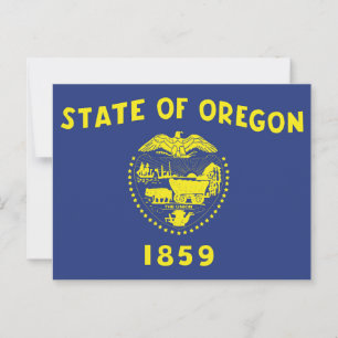 Carte Postale Drapeau de l'Oregon à deux faces, sceau et pionnie
