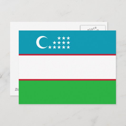 Carte Postale Drapeau de l'Ouzbékistan (Devant / Derrière)