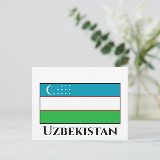 Carte Postale Drapeau de l'Ouzbékistan (Debout devant)