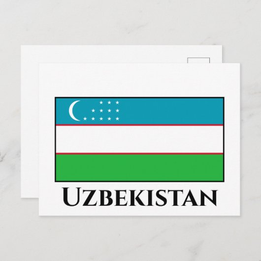 Carte Postale Drapeau de l'Ouzbékistan (Devant / Derrière)
