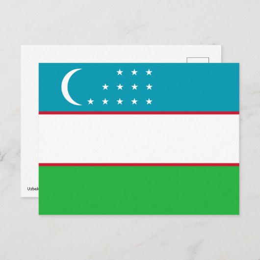 Carte Postale Drapeau de l'Ouzbékistan (Devant / Derrière)