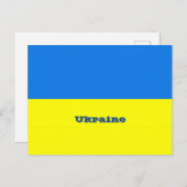 Carte Postale Drapeau de l'Ukraine, étiqueté, (Devant / Derrière)