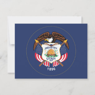 Carte Postale Drapeau de l'Utah Moderne Beehive Star Terre de Zi