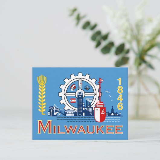 Carte Postale Drapeau de Milwaukee, Wisconsin (Debout devant)