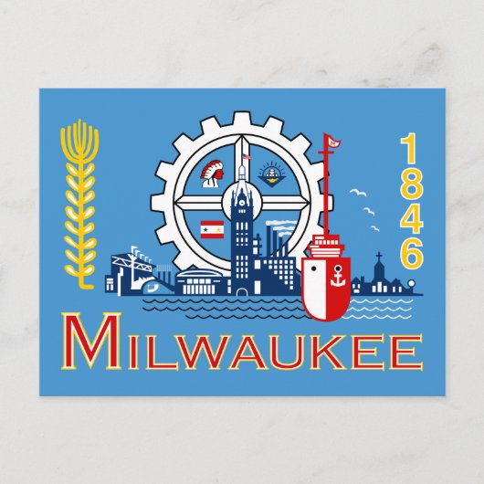 Carte Postale Drapeau de Milwaukee, Wisconsin (Devant)