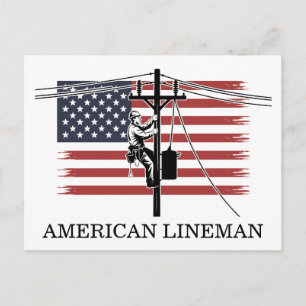 Carte Postale Drapeau de Monteur de lignes américain - Électrici