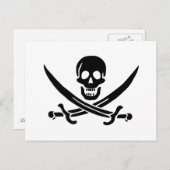 Carte Postale Drapeau de pirate Crâne croisé épées (Devant / Derrière)