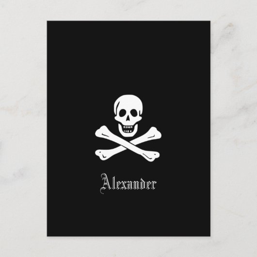 Carte Postale Drapeau de pirate personnalisé Crâne et os croisés (Devant)