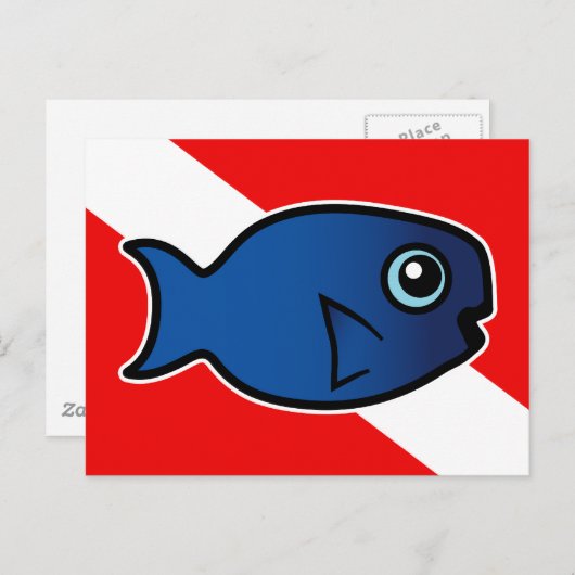 Carte Postale Drapeau de plongée de poisson perroquet bleu (Devant / Derrière)