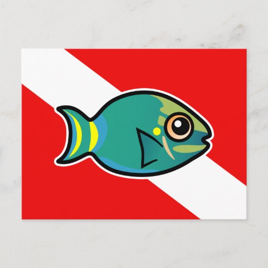 Carte Postale Drapeau de plongée de poisson perroquet Stoplight (Devant)