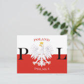 Carte Postale Drapeau de Pologne Aigle blanc Polska (Debout devant)