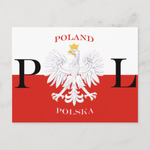 Carte Postale Drapeau de Pologne Aigle blanc Polska
