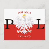 Carte Postale Drapeau de Pologne Aigle blanc Polska (Devant)