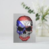 Carte Postale Drapeau de Porto Rico sur un crâne en acier (Debout devant)