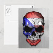 Carte Postale Drapeau de Porto Rico sur un crâne en acier (Devant / Derrière)