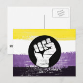 Carte Postale Drapeau de protestation peint non binaire (Devant / Derrière)