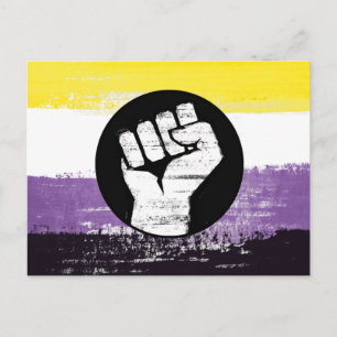 Carte Postale Drapeau de protestation peint non binaire