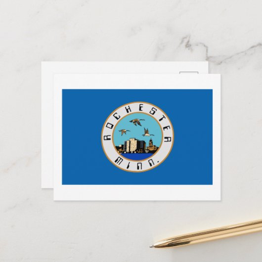Carte Postale Drapeau de Rochester, Minnesota (Devant/Arrière en situation)