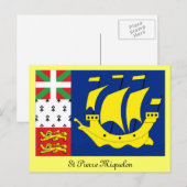 Carte Postale Drapeau de Saint-Pierre-Miquelon (Devant / Derrière)