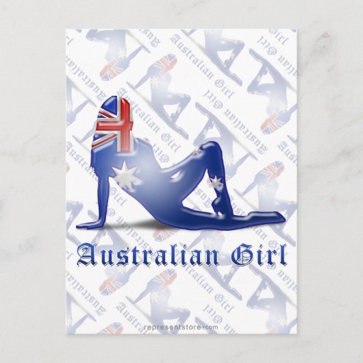 Carte Postale Drapeau de silhouette pour fille australienne (Devant)