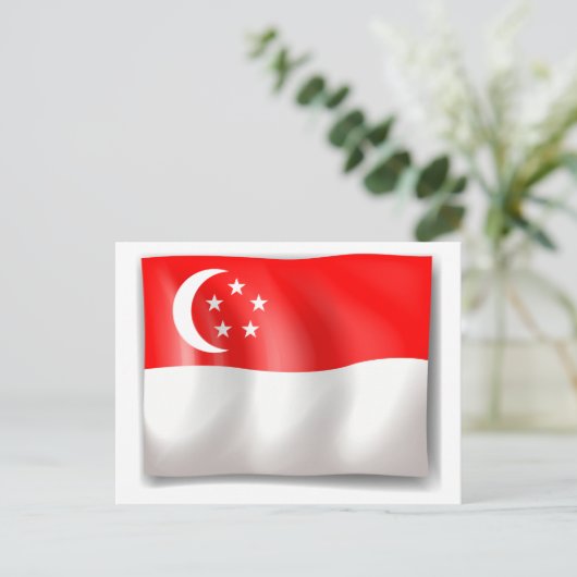 Carte Postale Drapeau de Singapour (Debout devant)