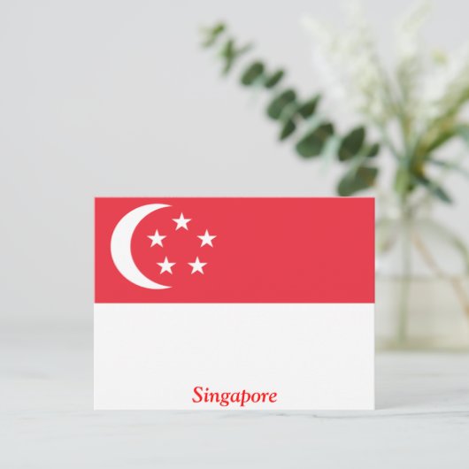 Carte Postale Drapeau de Singapour (Debout devant)