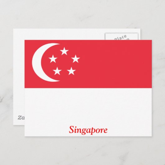 Carte Postale Drapeau de Singapour (Devant / Derrière)