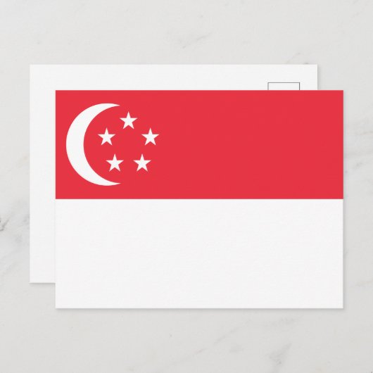 Carte Postale Drapeau de Singapour (Devant / Derrière)
