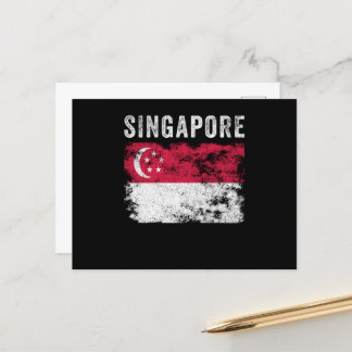Carte Postale Drapeau de Singapour Drapeau Vintage de Singapour