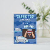 Carte Postale Drapeau de voiture de course photo Merci d'anniver (Debout devant)