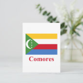 Carte Postale Drapeau des Comores avec nom en français (Debout devant)