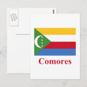 Carte Postale Drapeau des Comores avec nom en français (Devant / Derrière)