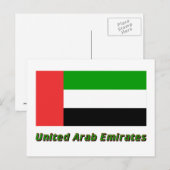 Carte Postale Drapeau des Émirats arabes unis portant le nom (Devant / Derrière)