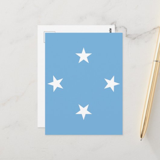 Carte Postale Drapeau des États fédérés de Micronésie (Devant/Arrière en situation)
