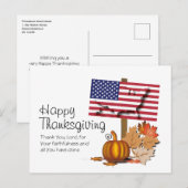 Carte Postale Drapeau des États-Unis | ACTION DE GRÂCE AMÉRICAIN (Devant / Derrière)