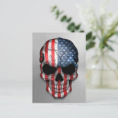 Carte Postale Drapeau des États-Unis sur un crâne en acier (Debout devant)