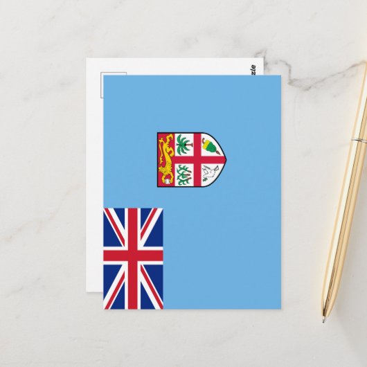 Carte Postale Drapeau des Fidji (Devant/Arrière en situation)