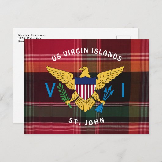 Carte Postale Drapeau des îles Vierges américaines St. John USVI (Devant / Derrière)
