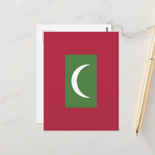 Carte Postale Drapeau des Maldives (Devant/Arrière en situation)