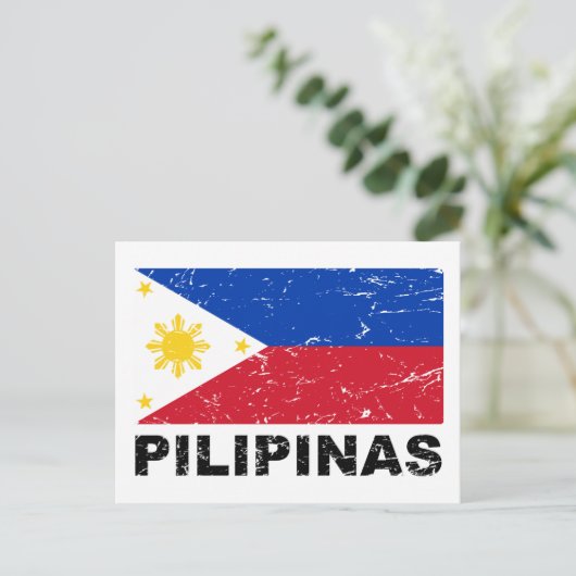 Carte Postale Drapeau des Philippines Vintage (Debout devant)