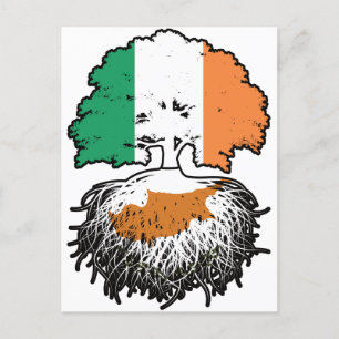 Carte Postale Drapeau des racines d'arbre chypriote irlandaise i