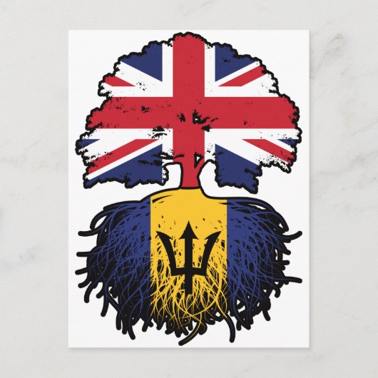 Carte Postale Drapeau des racines d'arbre de la Barbade (Devant)