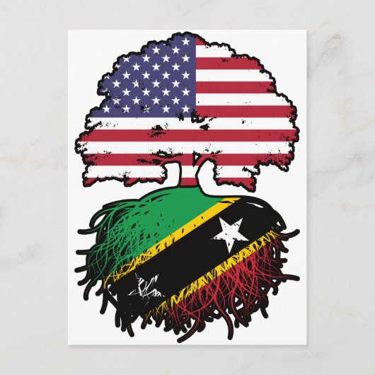 Carte Postale Drapeau des racines d'arbre Saint Kitts Kittiti Am (Devant)