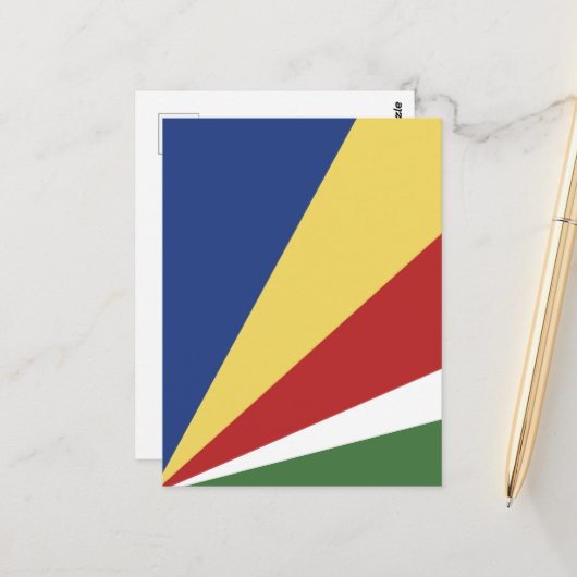 Carte Postale drapeau des Seychelles (Devant/Arrière en situation)