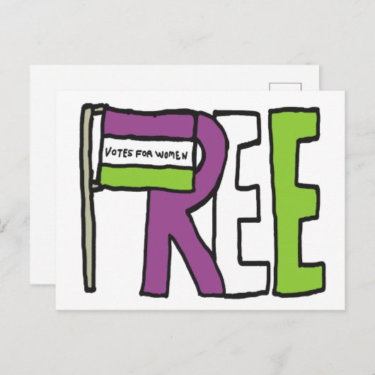 Carte Postale Drapeau des suffragettes (Devant / Derrière)
