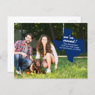 Carte Postale Drapeau d'Etat bleu Nous avons Déménagé - Dotted T