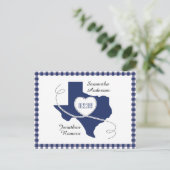 Carte Postale Drapeau d'état Bleu Texas Curling ruban Enregistre (Debout devant)